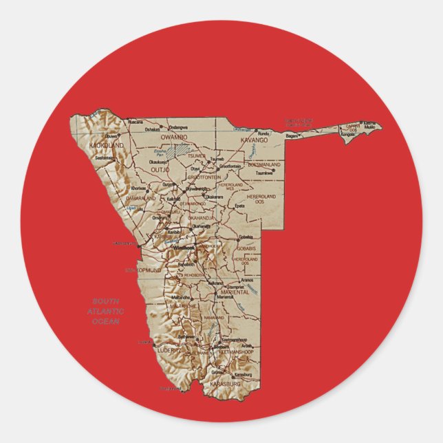 Rond Sticker Carte Namibie (Devant)