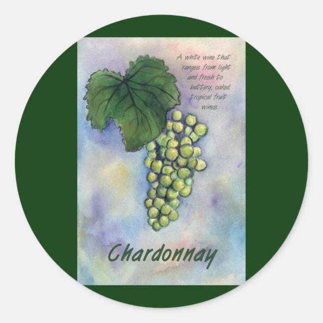 Rond Sticker Chardonnay Wine Raisins & Description (Devant)