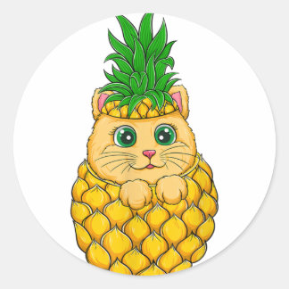 Rond Sticker Chat Lucky - Idée Cadeau Cute