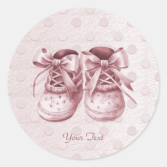 Rond Sticker Chaussure pour bébé rose (Devant)