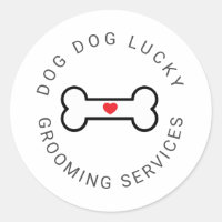 Sticker chien os avec coeur