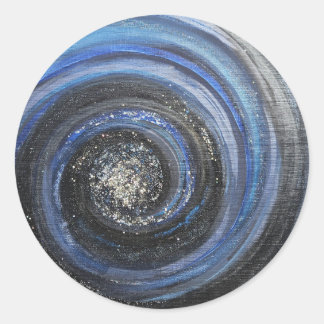 Rond Sticker chrétien Abstrait à spirale bleue et noire