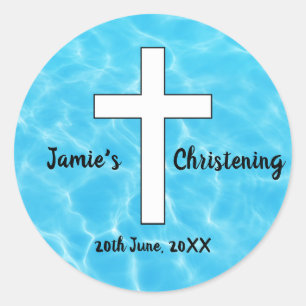 Rond sticker Christening personnalisé