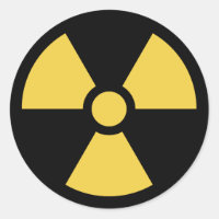 Sticker circulaire radioactif jaune sur noir