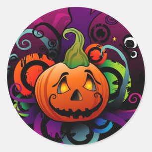 Rond Sticker Citrouille effrayant