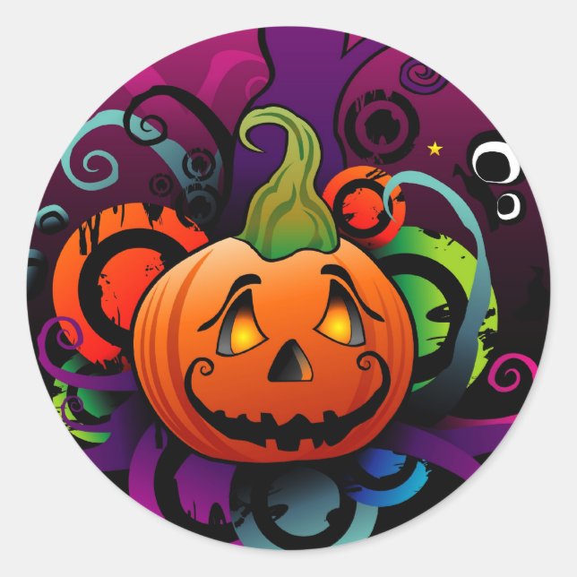 Rond Sticker Citrouille effrayant (Devant)