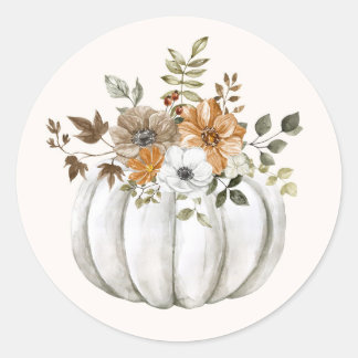Rond Sticker Citrouille floral