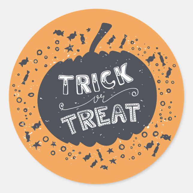 Rond Sticker Citrouille Halloween Trick Ou Treat (Devant)