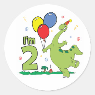 Rond Sticker Classic 2 Anniversaire Dino