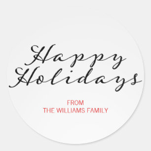 Rond Sticker Classic Plaid Christmas Happy Holidays