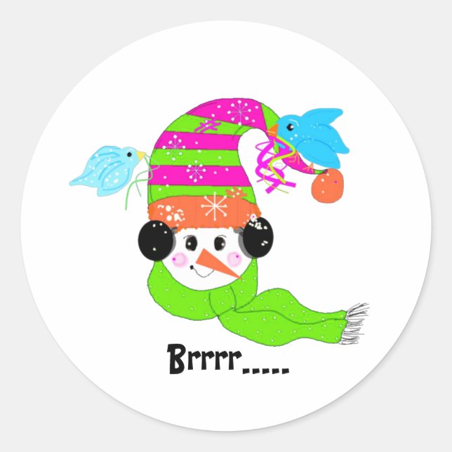 Rond Sticker Classic Round Snowman (Devant)
