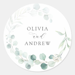 Rond Sticker classique Mariage Eucalyptus