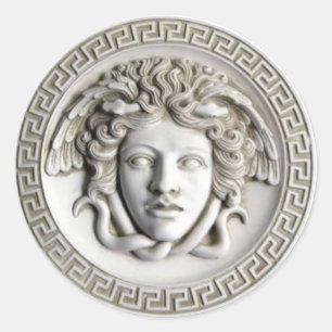Rond Sticker classique Medusa de Rondanini (Cameo White