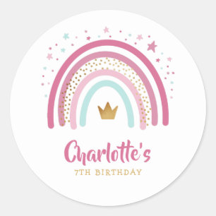 Rond Sticker classique moderne Rainbow Birthday Party