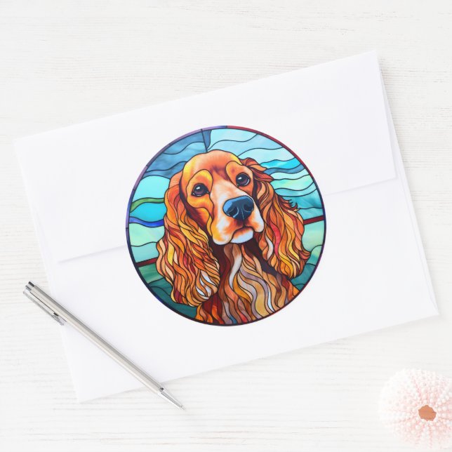 Rond Sticker Cocker Spaniel Chien Pack (Enveloppe)