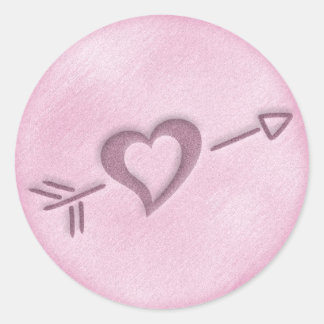 Rond Sticker Coeur De Mariage De Plage (Rose)