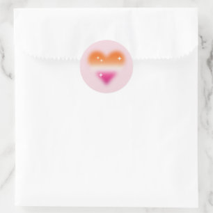 Rond Sticker Coeur Drapeau Lesbien