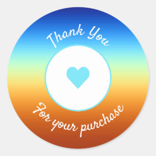 Rond Sticker Coeur Merci d'affaires Couleurs Sunrise