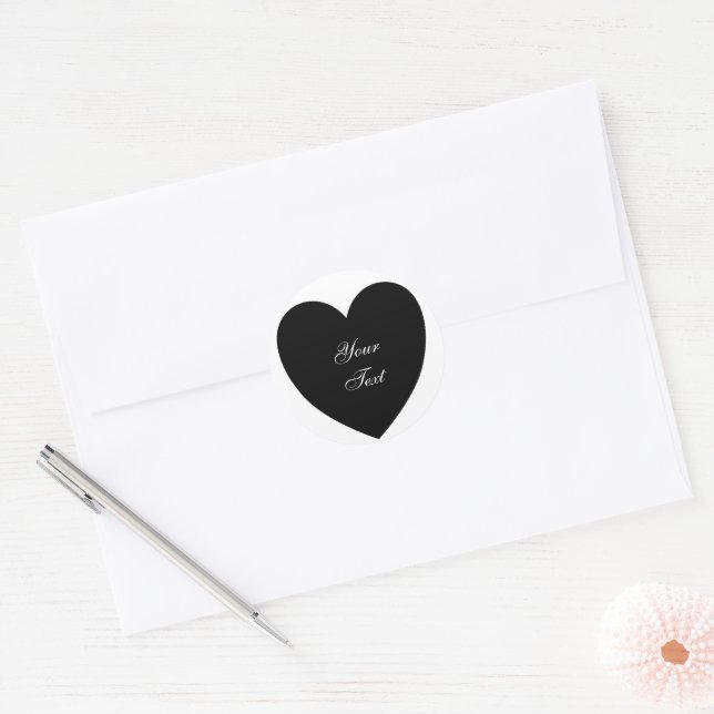 Rond Sticker Coeur Noir (Enveloppe)