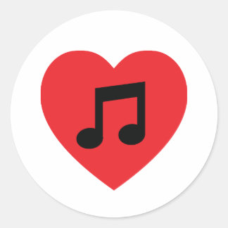 Rond Sticker Coeur note de musique