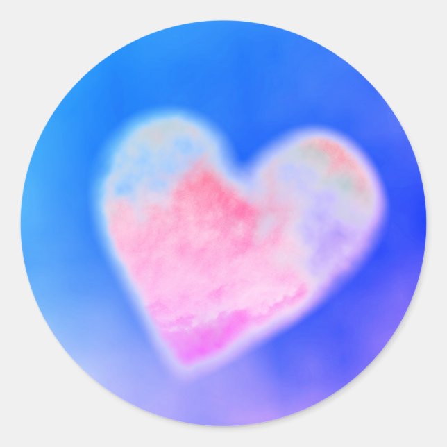 Rond Sticker COEUR NUAGE ROSE (Devant)