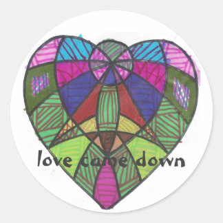 Rond Sticker Coeur vert de la marguerite de Grayland