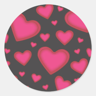 Rond Sticker Coeurs Valentin rose