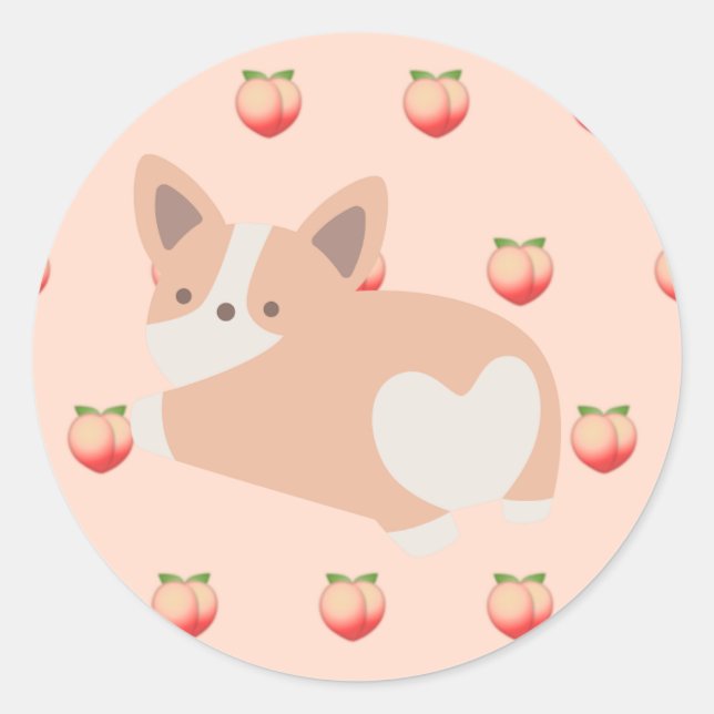 Rond Sticker Corgi Peach (Devant)