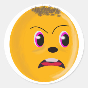 Rond Sticker couleur or face triste