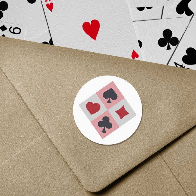Rond Sticker couleur vintage de cartes de lecture (Vintage Playing Cards Colors Sticker)