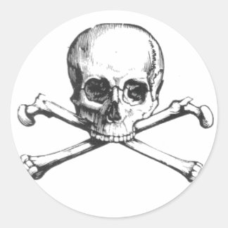 Rond Sticker crâne pirate et os croisés