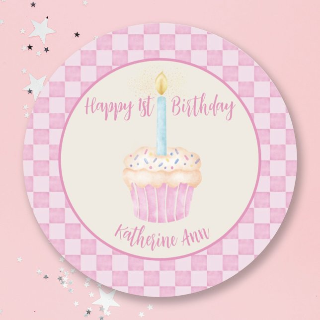 Rond Sticker Cupcake 1er Anniversaire (Créateur téléchargé)