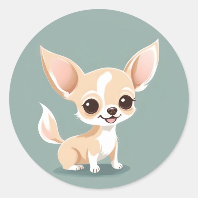 Rond Sticker Cute Chihuahua (Devant)