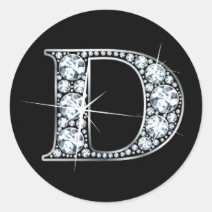 Rond Sticker "D" Faux-"Diamond Bling"