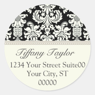 Rond Sticker d'adresse Damask élégant