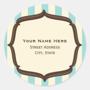 Rond Sticker d'adresse de cirque vintage - Bleu