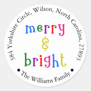 Rond Sticker d'adresse de Noël coloré et joyeux