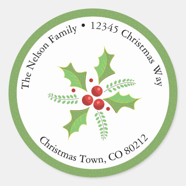 Rond Sticker d'adresse de retour circulaire Holly Berri (Devant)