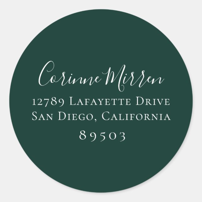 Rond Sticker d'adresse de retour Emerald Green (Devant)
