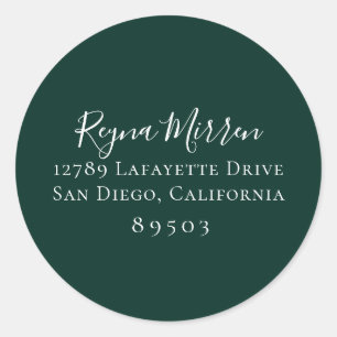 Rond Sticker d'adresse de retour Emerald Green