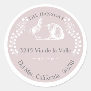 Rond Sticker d'adresse de retour Pink Bunny