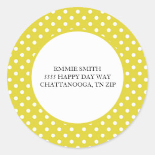 Rond Sticker d'adresse d'enveloppe de point Polka blanc