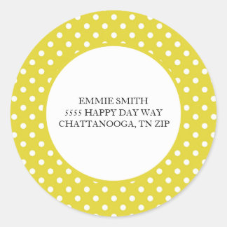Rond Sticker d'adresse d'enveloppe de point Polka blanc