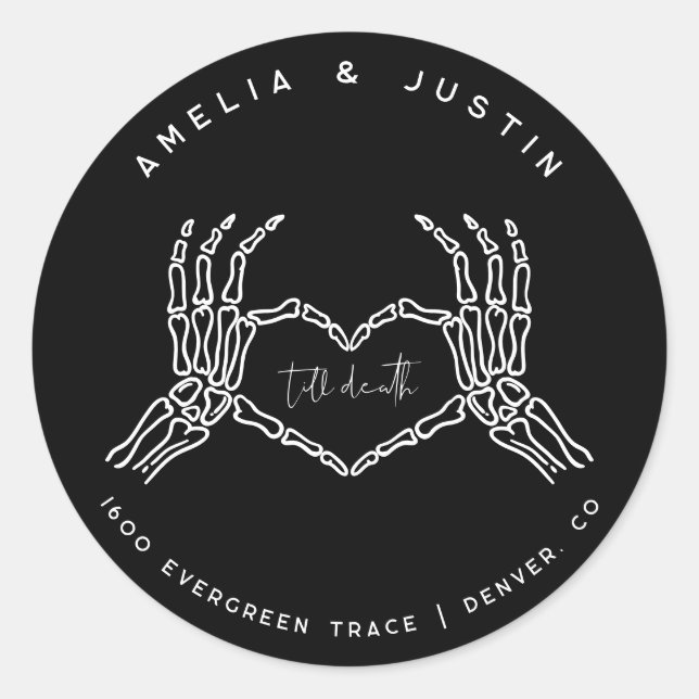 Rond Sticker d'adresse pour Mariage gothique (Devant)