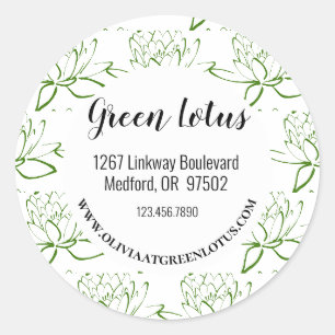 Rond Sticker d'adresse professionnelle Green Lotus Mode