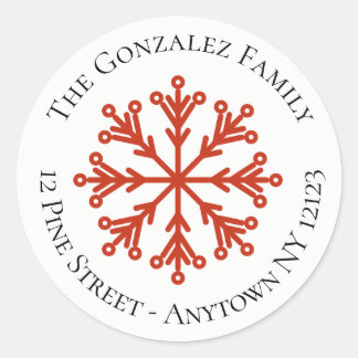 Rond Sticker d'adresse Snowflake