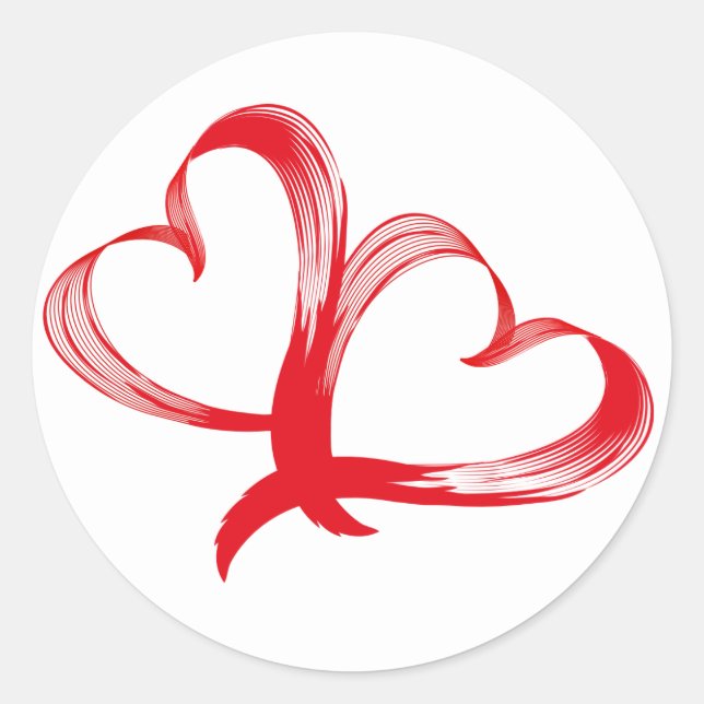Rond Sticker d'amour double coeur rouge (Devant)