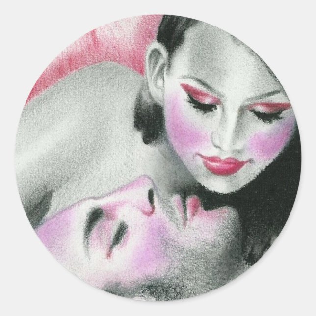Rond Sticker d'amour d'une sirène (Devant)