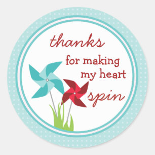 Rond Sticker d'amour mignon Pinwheel (pour lui)