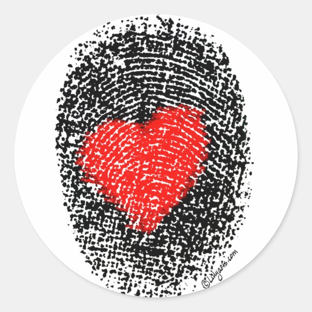 Rond Sticker d'amour pour empreinte digitale cardiaque (Devant)